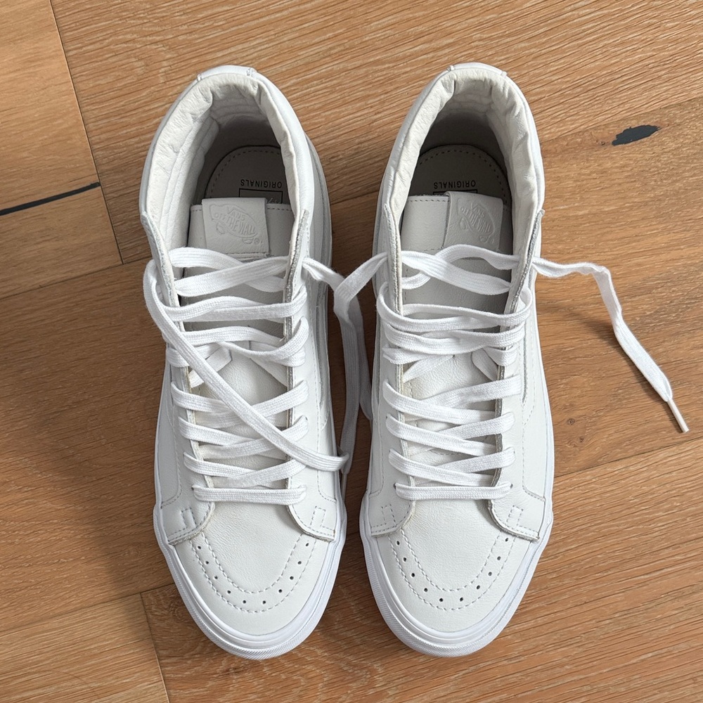 NIB Vans Vault Sk8-Hi Lx White Leather Shoes Sz 10 - Picture 4 of 7